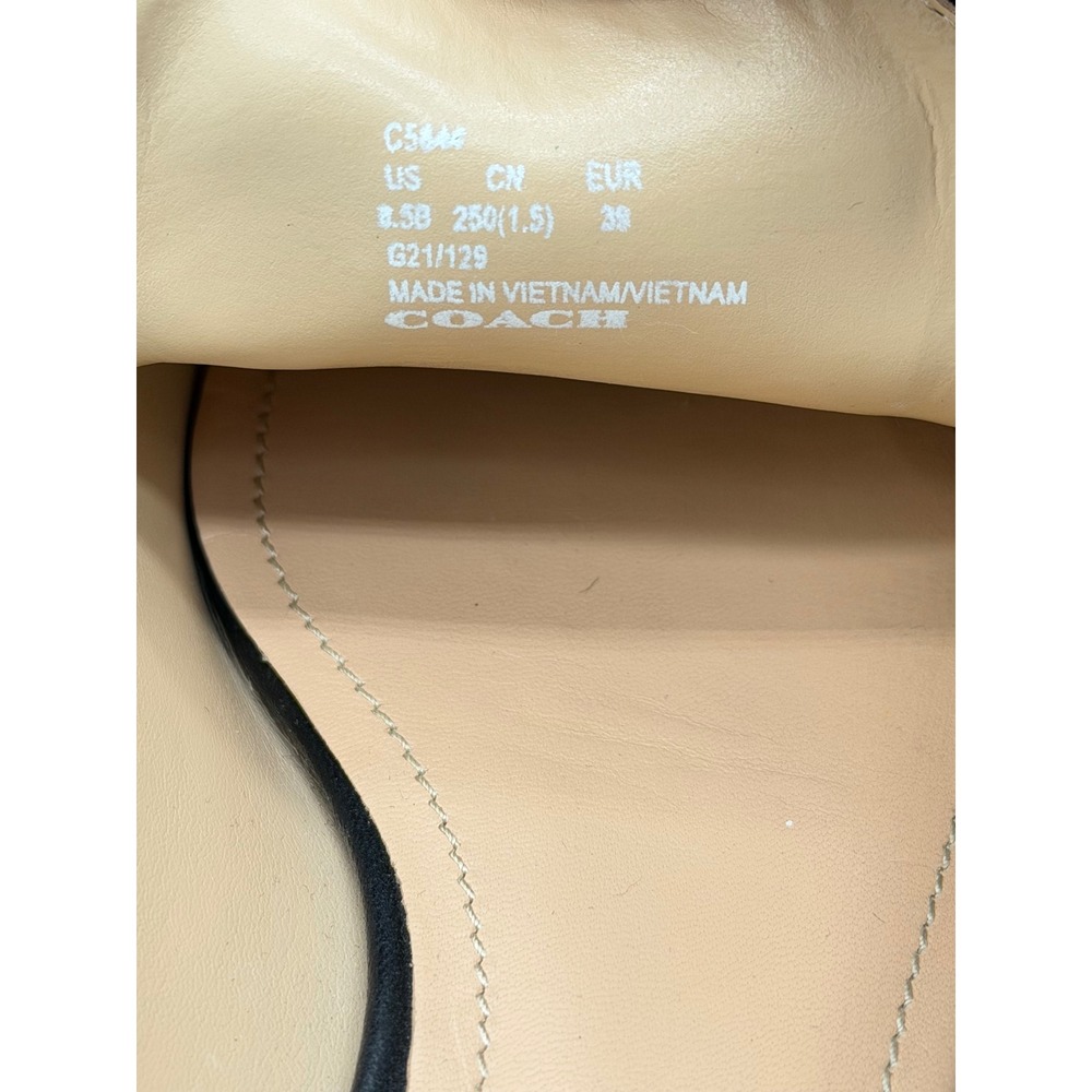 COACH Isabel Black Leather Loafers Gold Hardware Strap C Buckle Flats 8.5 - Picture 7 of 8